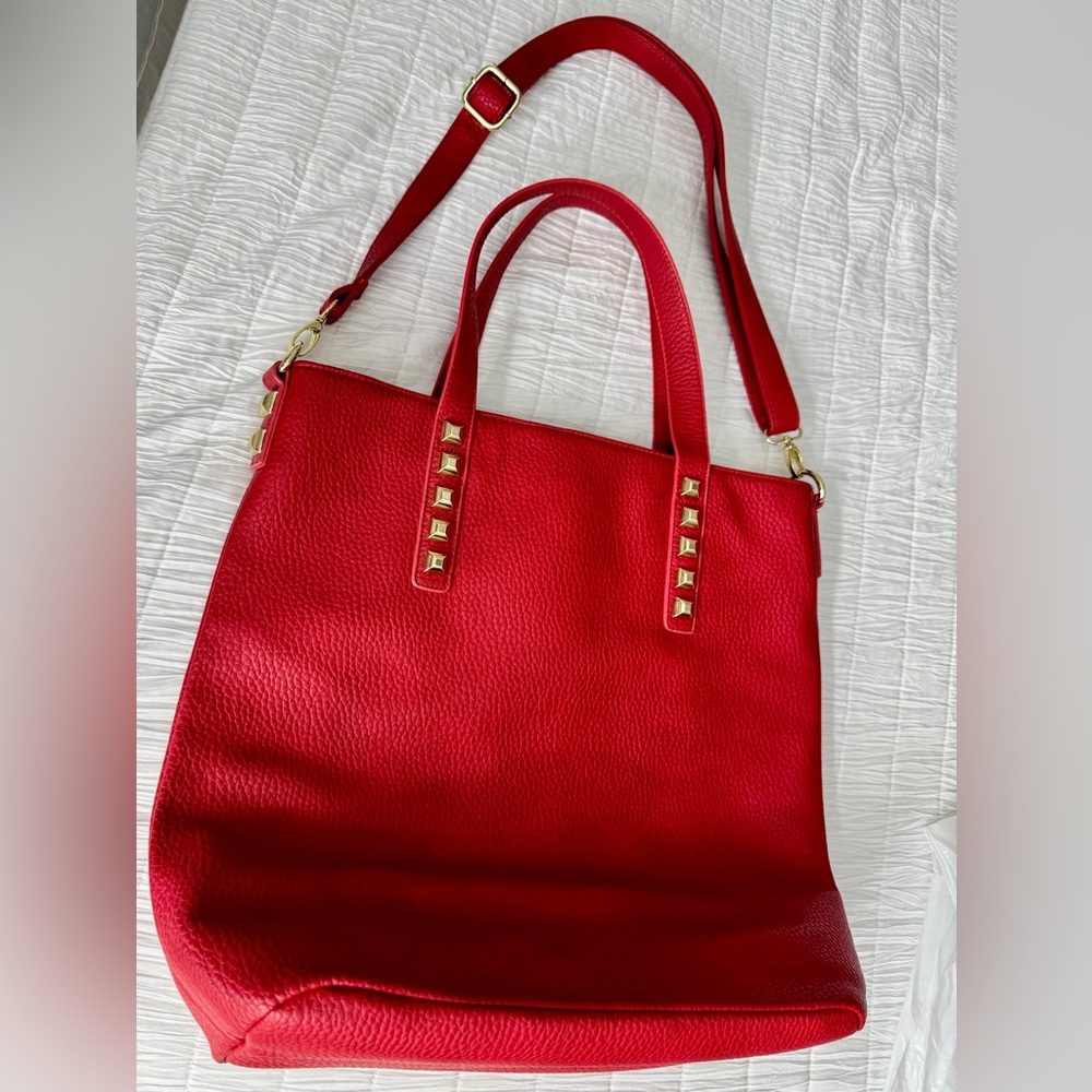 Red Tote with Gold Accents